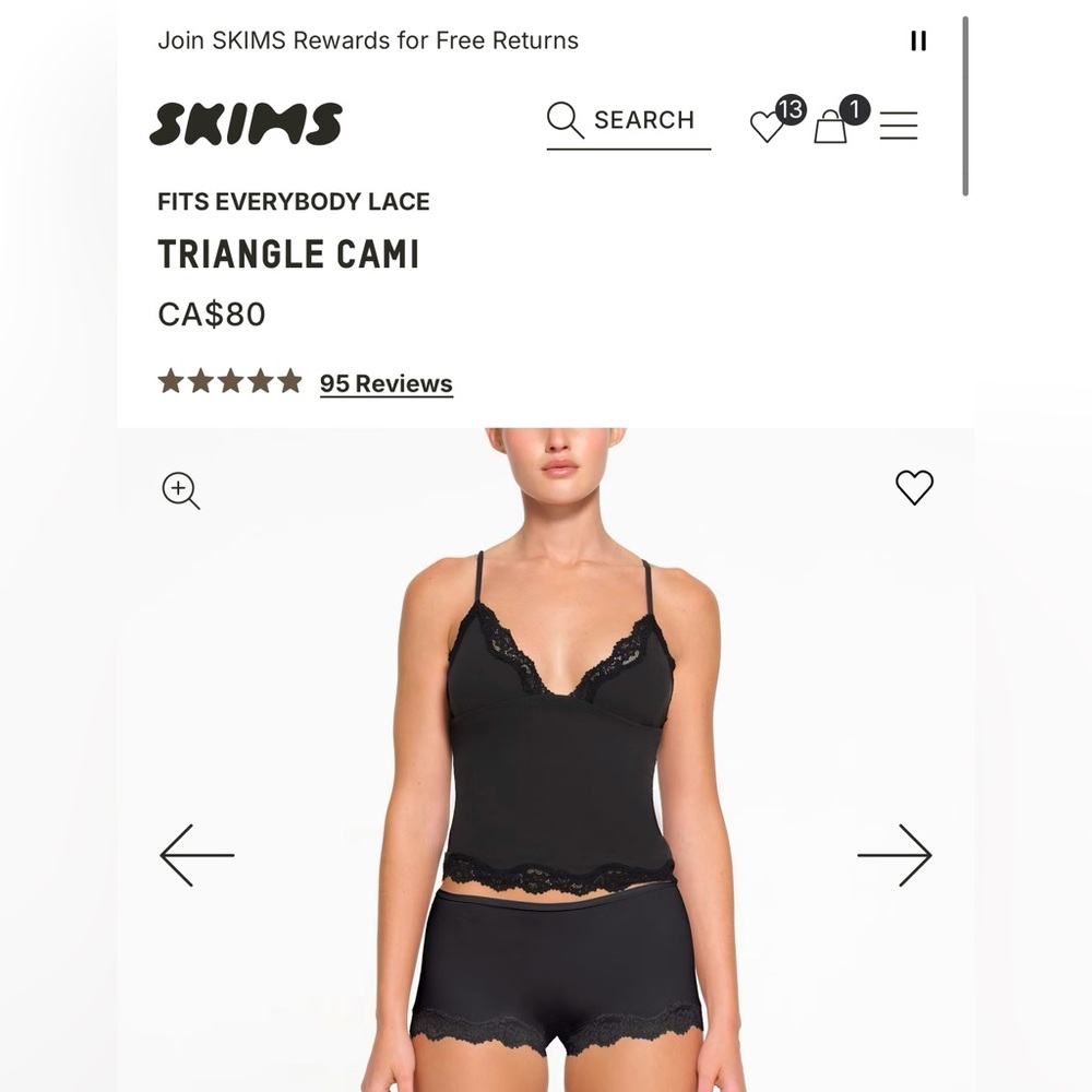 SKIMS Navy Floral Lace Triangle Cami